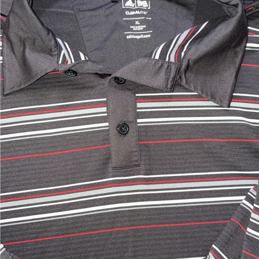 adidas Men’s Black Polo with Red & White Stripes